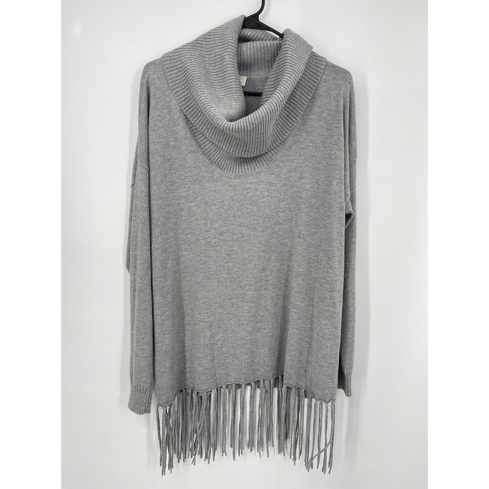 MICHAEL Michael Kors Gray Cowl Neck Fringe Sweater Size S‎